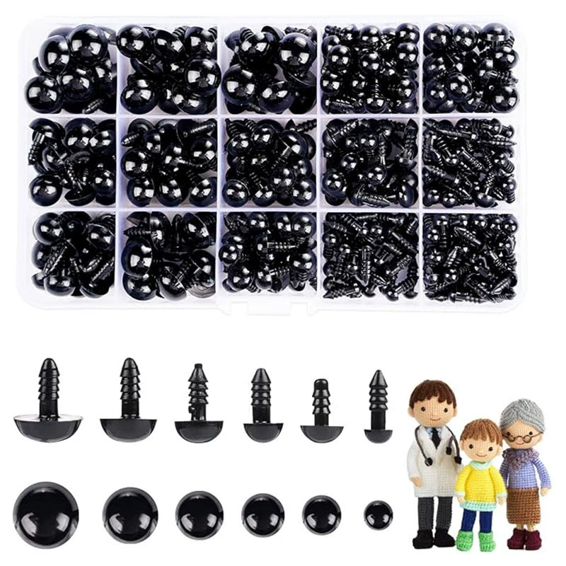 700 шт., набор защитных глаз «сделай сам», 6-14 мм, кукла, все черные декоративные аксессуары, защитные глаза, игрушки для носа