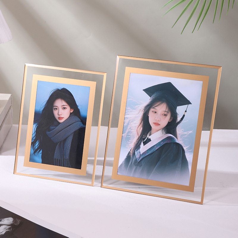 High-End Transparent Glass Crystal Photo Frame Five 5678inch Empty Frame Table Creative Desktop Commemorative Photo Display Frame