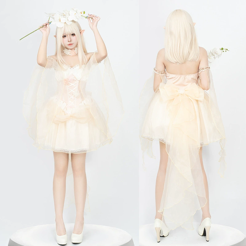 Популярная юбка ангела-эльфа Amazon, костюм эльфа для косплея, белый цветок, фея, эльф, косплей