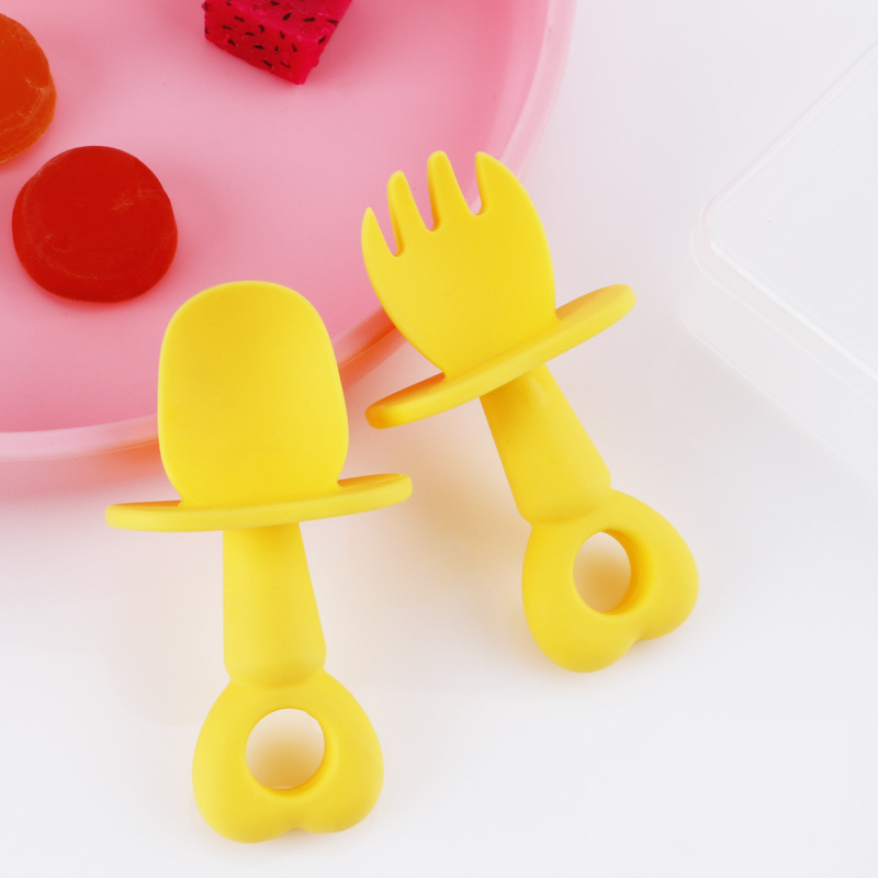 Children's Silicone Spoon Baby Soft Spoon Eating Learning Training Spoon Baby's Special Food Supplements Silicone Fork Spoon