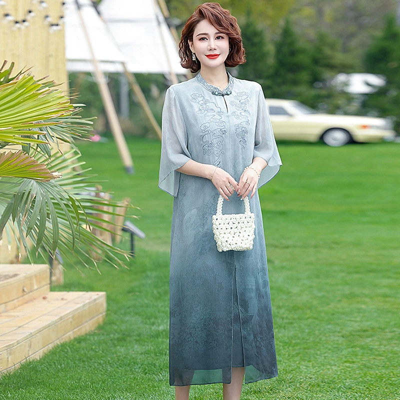 2025 новое платье платье платье с длинными рукавами мода новый стиль чернила роспись большого размера, чтобы покрыть живот тонкая средняя длинная юбка