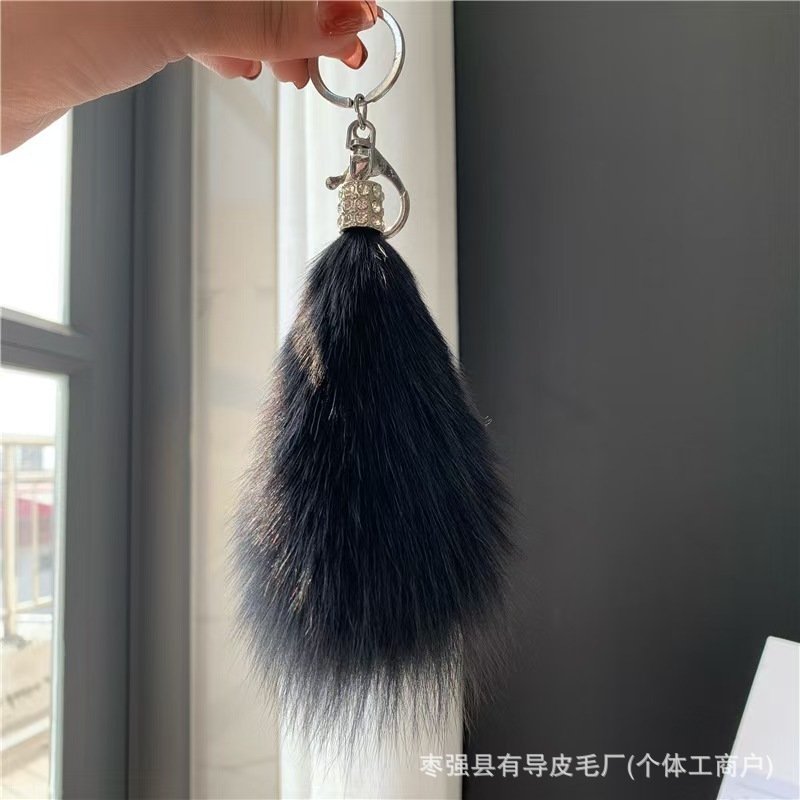 真狐狸毛尾巴汽车钥匙扣挂件个性简约可爱毛绒包包挂饰男女手作|undefined