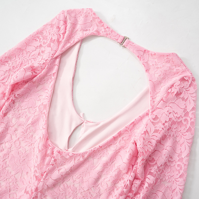 Mono ajustado sexy con cuello bajo y costuras de encaje para mujer