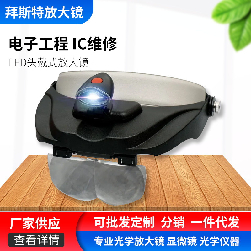 供应led批发放大镜 头戴式光学镜片维修电子阅读看手机 81001-F
