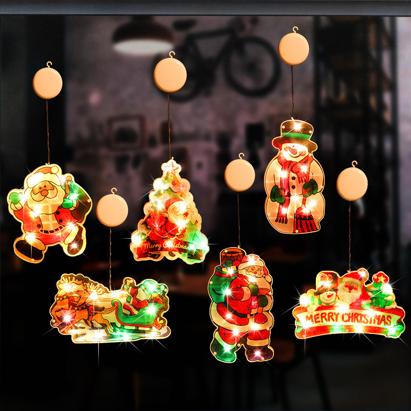 Luces de ventosa de color de Navidad Año nuevo decoración de vacaciones de Navidad luces de colores escaparate escena de la tienda diseño de dibujos animados vestir image 5