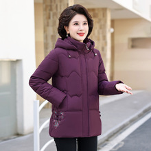 中国风中老年棉衣女中长款冬季高档羽绒棉服洋气刺绣妈妈棉袄外套