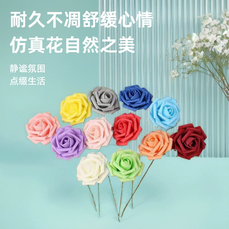Производители имитации цветочной пены цветочной головки поставляют PE с полосой пены 8 см розы розы для дома свадебное моделирование розы