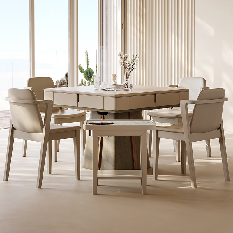 Mesa de comedor de madera maciza mesa de mahjong todo en uno de doble uso, mesa de ajedrez multifuncional para el hogar completamente automática, mesa de comedor combinada de sillas, mesa de comedor