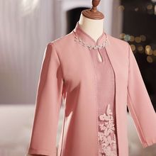 婚宴礼服妈妈婚礼高贵喜婆婆装结婚丈母娘旗袍假两件连衣裙秋代发