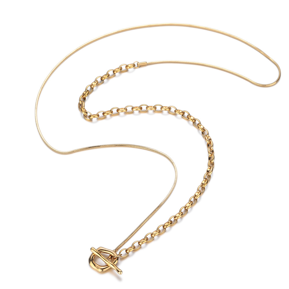 Women's Gender Toggle, Plating Design Wholesale Jewelry Classic Style Solid Color Titanium Steel Toggle Plating Long Necklace Snake Chain