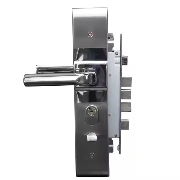 Personalizado acero inoxidable dibujado conjunto completo de bloqueo de panel de presión de rebote de grado c todo el núcleo de cerradura de cobre puerta de entrada cerradura de puerta antirrobo