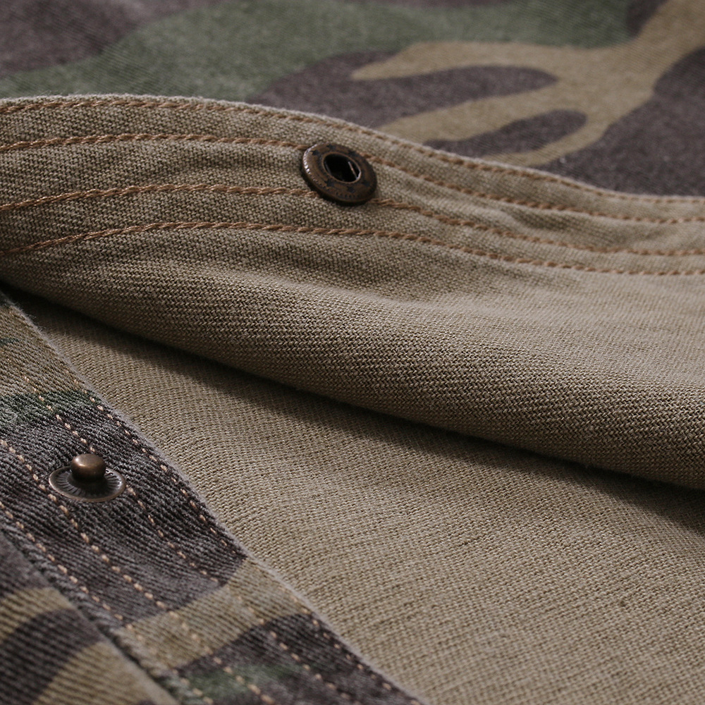 Camicia militare in jeans camouflage a maniche lunghe uomo_voghion.com