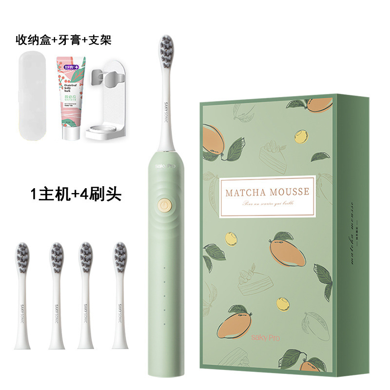 말차 무스(호스트 1개 + 칫솔모 4개) 그린 정품 매장 관리자(치약 홀더 포함)