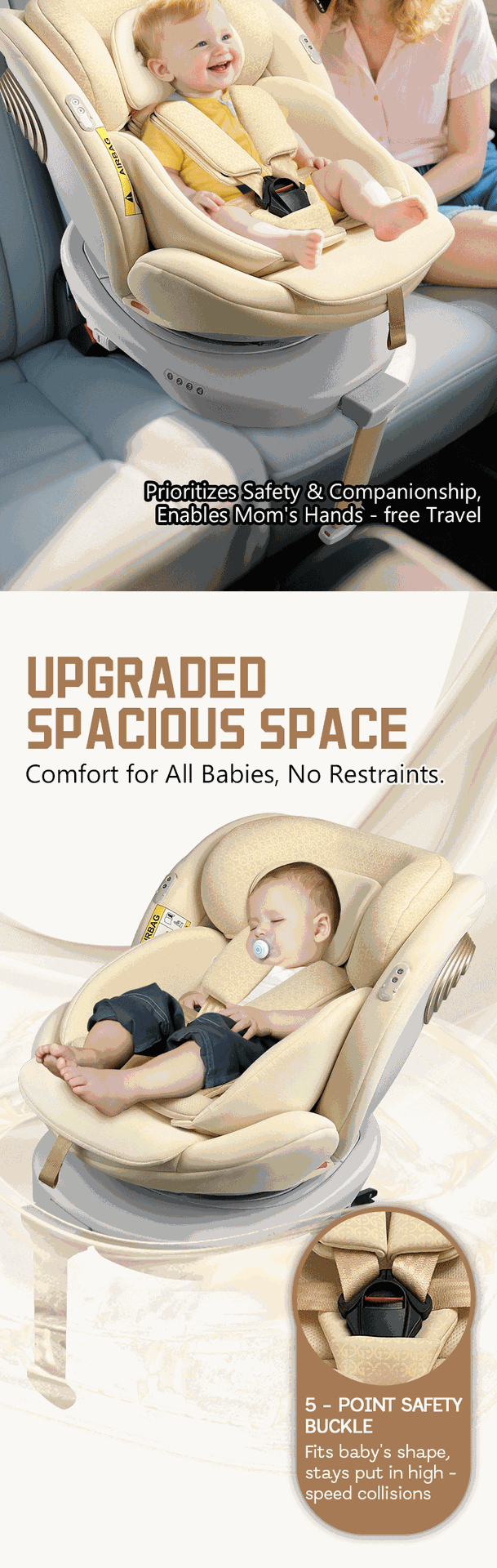Child Safety Seat for Car Use, 360-Degree Rotating Space Capsule, Isofix, 0-12 Years Old, Isize Car Seat