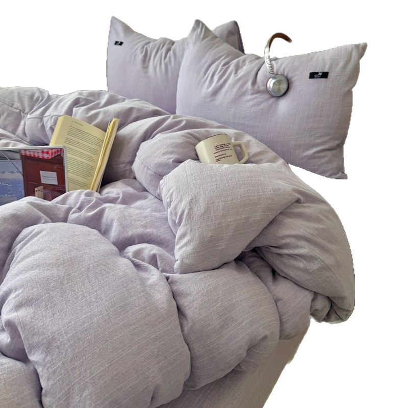 Bamboo Linen Bedding Set Japanese Style Solid Colour Fitted Sheet_voghion.com