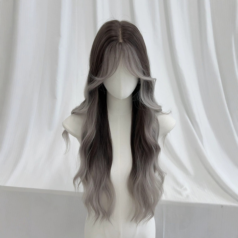 Direct from the manufacturer【Asian gradient dye】long curly wig, no need for conditioning, no need for a hair net, realistic hand-tied full wig