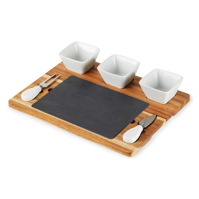Tabla de corte de madera multifuncional con cuchillo y tenedor de pizarra tabla de queso para bandeja de desayuno casera de fiesta snack plate