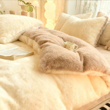 加厚牛奶绒四件套装冬季保暖法兰绒加绒双面三件套被套母婴级