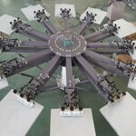 山东服装印花机厂家 轮转布料12工位丝印机  手动片材印花设备