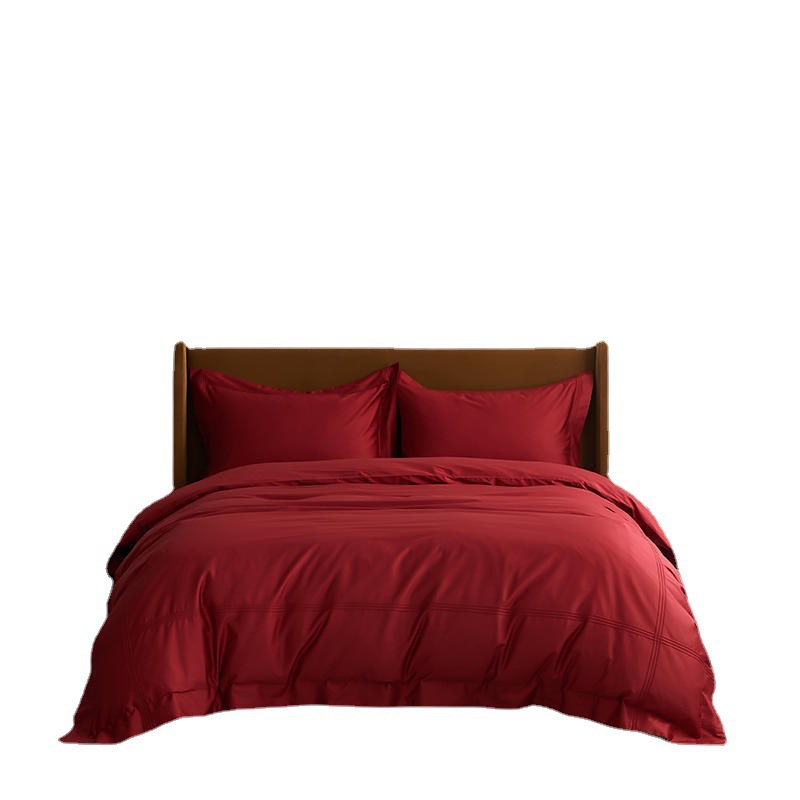 Set copripiumino in cotone, completo letto rosso per camera nuziale_voghion.com
