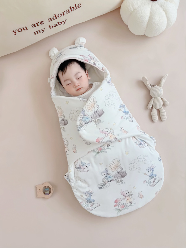 初生婴儿产房包被新生儿一体式防踢被睡袋纯棉秋冬婴儿防惊跳睡袋|undefined