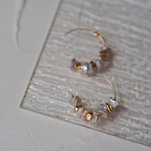 14k包金天然珍珠巴洛克碎银金豆豆耳环耳饰法式气质复古百搭优雅