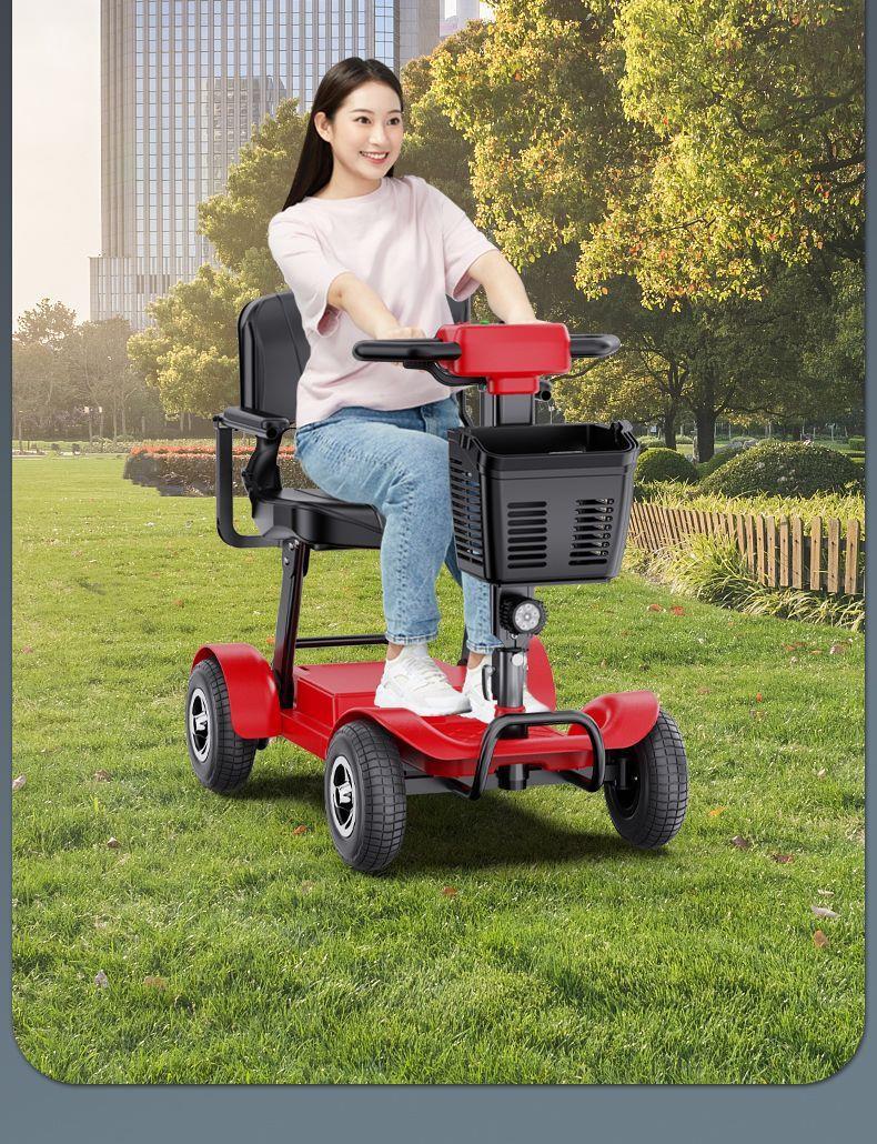 Electric Four-Wheeler for the Elderly, Household Dual-Seater Mobility Scooter for Disabled People, Foldable Small Electric Vehicle