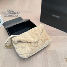 圣家冬季羊毛款配羊皮SLP新品牛皮logo磁扣链条女士手提单肩包