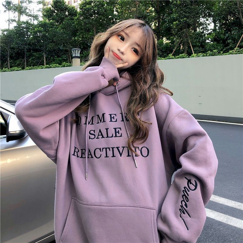 2024 New Style Fleece-Lined Thick Brushed Printed Sweatshirt Plus Size Women's Loose Casual Slimming Plus-Size 100kg Ins