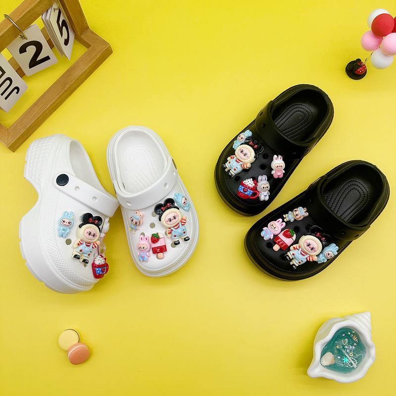 EVA Hole Shoes Women's Summer New Mickey Rab Cloth Thick Sole Elevated Garden Shoes Outer Wear Beach Baotou Sandals EVA Hole Shoes Women's Summer New Mickey Rab Cloth Thick Sole Elevated Garden Shoes Outer Wear Beach Baotou Sandals