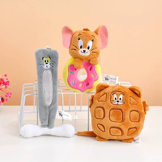 正版猫和老鼠华夫饼毛绒小挂件TOM&amp;JERRY甜甜圈汤姆创意造型挂饰