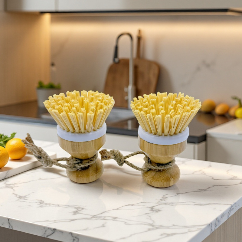 Cepillo multifuncional para platos de cocina, muy vendido, que no daña las ollas, cepillo para lavar platos, cepillo para eliminar manchas, cepillo para verduras y frutas, material de bambú.