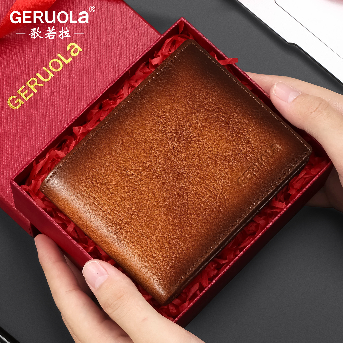 Cartera de cuero transfronteriza para hombres 2025, nueva cartera de cuero simple, cartera de cuero de vaca, cartera multi-tarjeta