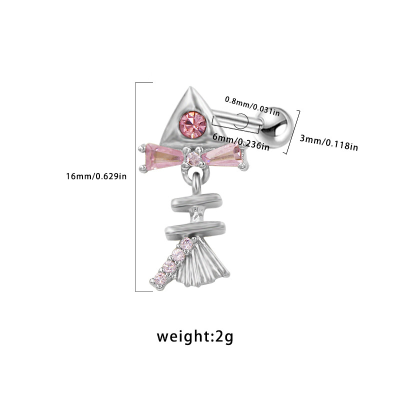 5g Weight Titanium Steel Ear Needle Material Cartilage earrings Classification 1 Piece Quantity Party, Street Occasion Titanium Steel Material Star, Heart Shape, Bow Knot Pattern All Seasons Season Unisex Gender Plating Design Hip-Hop, Streetwear Style 1 Piece Hip-Hop Streetwear Star Heart Shape Bow Knot Plating Titanium Steel Cartilage Earrings 17