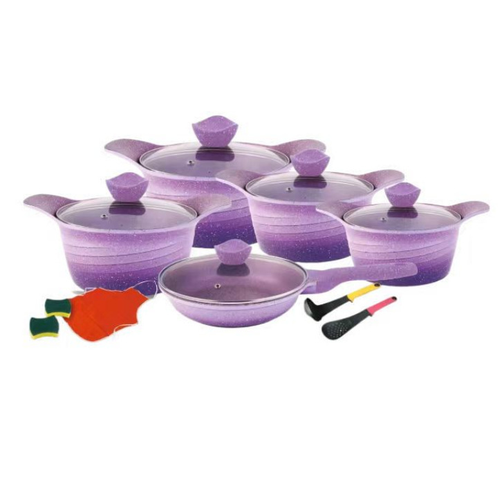 Gradiente estilo coreano 15 piezas de cocina unique 15pcs antiadherente cocina