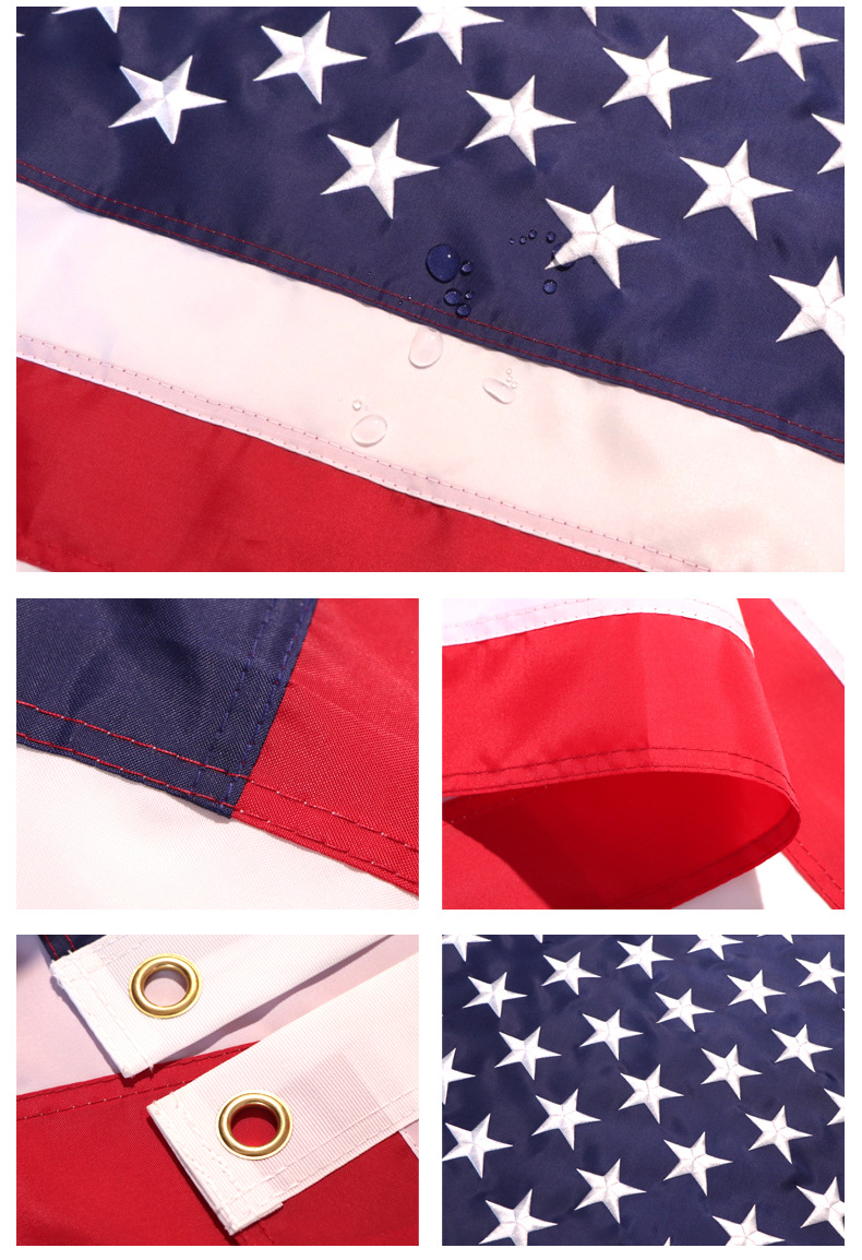 Grenzüberschreitende USA-Flagge aus 150D Oxford-Gewebe mit dreidimensionaler Stickerei von Sternen und Streifen_voghion.com
