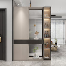 入户玄关柜现代简约客厅隔断柜轻奢实木玻璃屏风柜极简风进门鞋柜