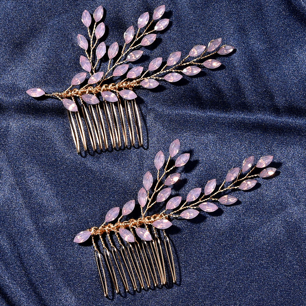 bridal headwear diamond light blue insert comb crystal handmade hair comb