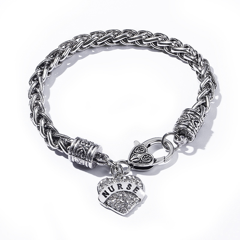 1 Piece Fashion Heart Shape Alloy Inlay Zircon Unisex Bracelets display picture 2