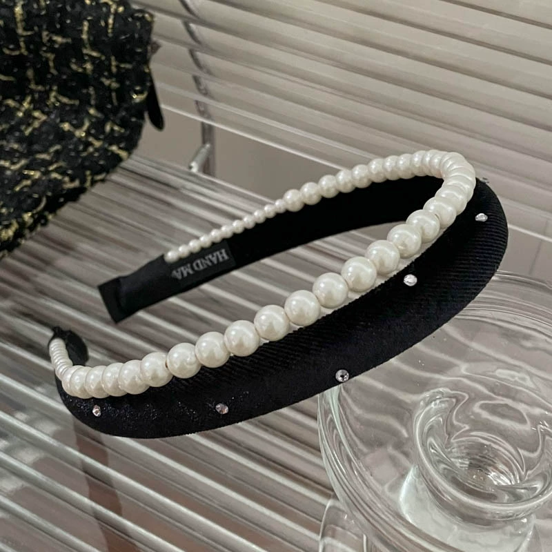 Ободок (стиль Chanel) — черная лента и широкий палитра цветов, элегантный корейский дизайн