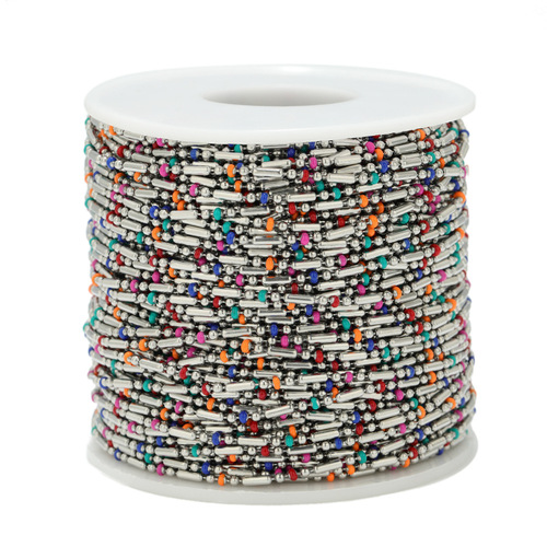 Cross-border hot selling stainless steel jewelry chain 3:1 drop oil 1.6mm bead chain DIY necklace bracelet anklet sub accessory