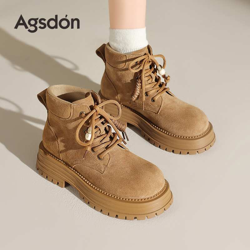 Augu Lion-Deng grueso botas Martin mujeres 2025 nuevas botas de invierno Merrard de ruibarbo botas al aire libre botas de herramienta de lana cortas image 2