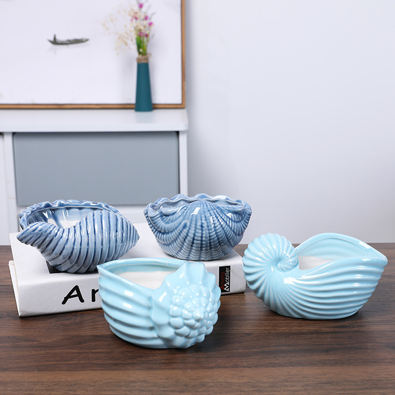 Cross-border marine succulent plant flower pot stoneware breathable pot flow glaze animal pot Green European style old pile pot meat pot