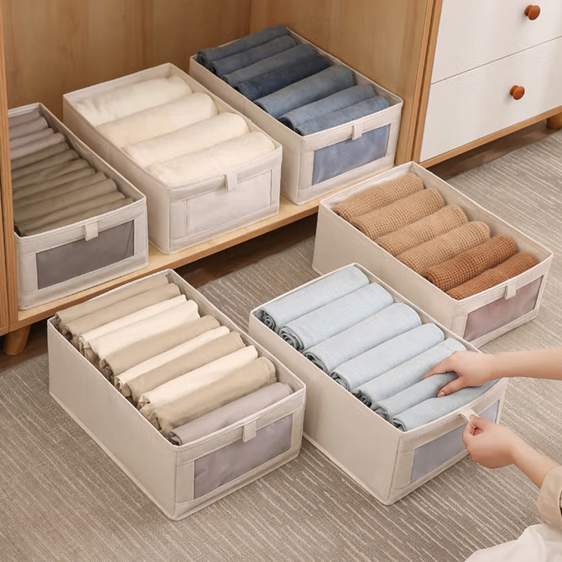 布製ビジュアルウィンドウ不織布収納バスケット、下着収納、整理収納ボックス、折りたたみ式衣類収納ボックス|undefined
