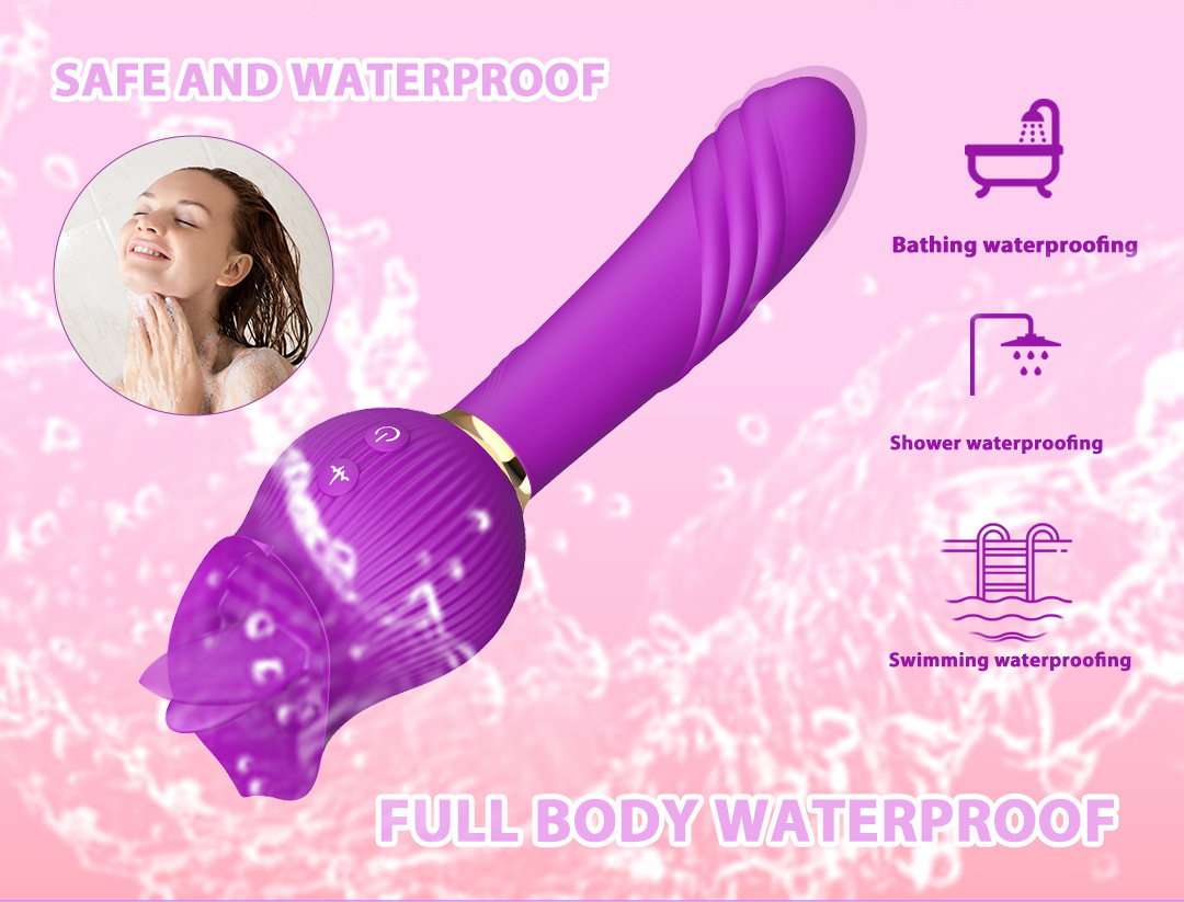 Afiya Rose Telescopic Sucking Vibrator with Tongue-Licker Motion, Rechargeable Wearable Egg, Purple — detail image 4