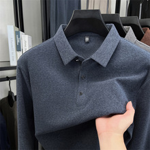 含蚕丝羊毛男士polo衫2025春秋季新款休闲舒适纯色打底长袖t恤男