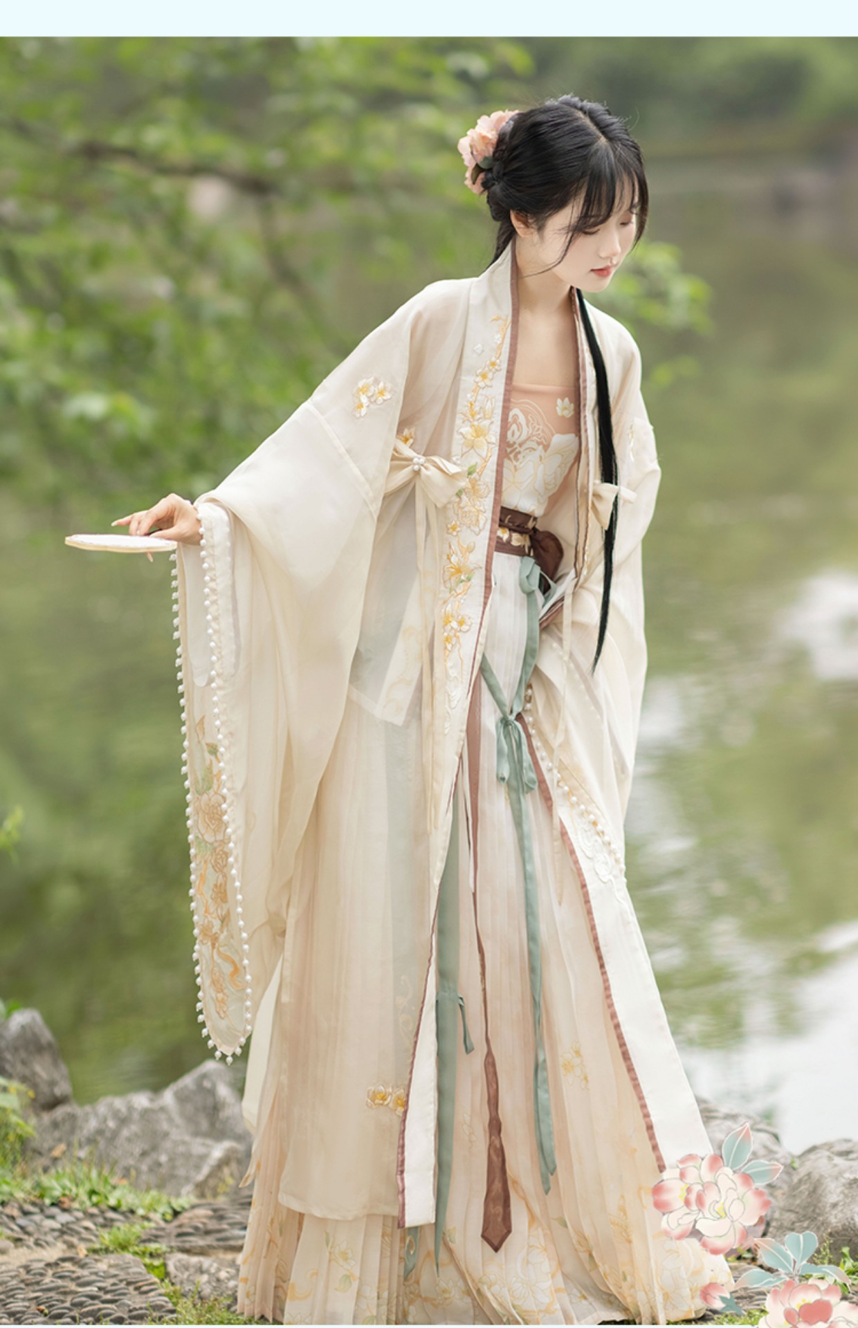 春夏新款海棠朵朵重工刺绣汉服大袖衫对襟长衫宋制日常汉服中国风-阿里巴巴