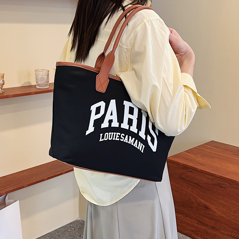 Ležérní plátěná velká taška pro ženy 2023 nová trendy módní velkokapacitní taška přes rameno jednoduchá trendy taška tote_voghion.com