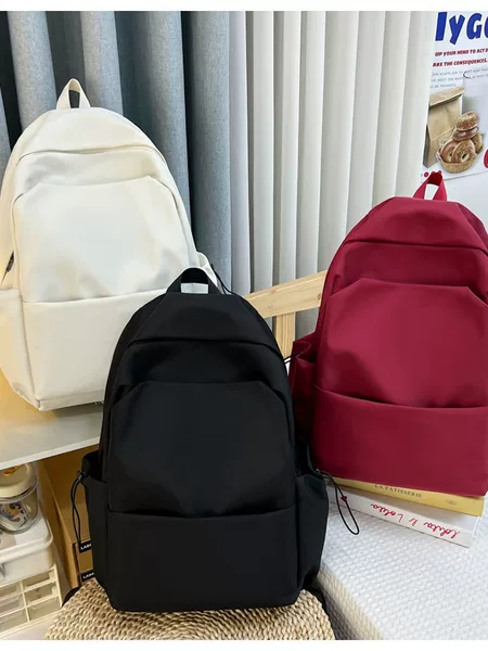 Japanese-Style Large-Capacity Junior High School Student Backpack Ins Korean Version Versatile Solid Color Backpack High School Student Campus Backpack