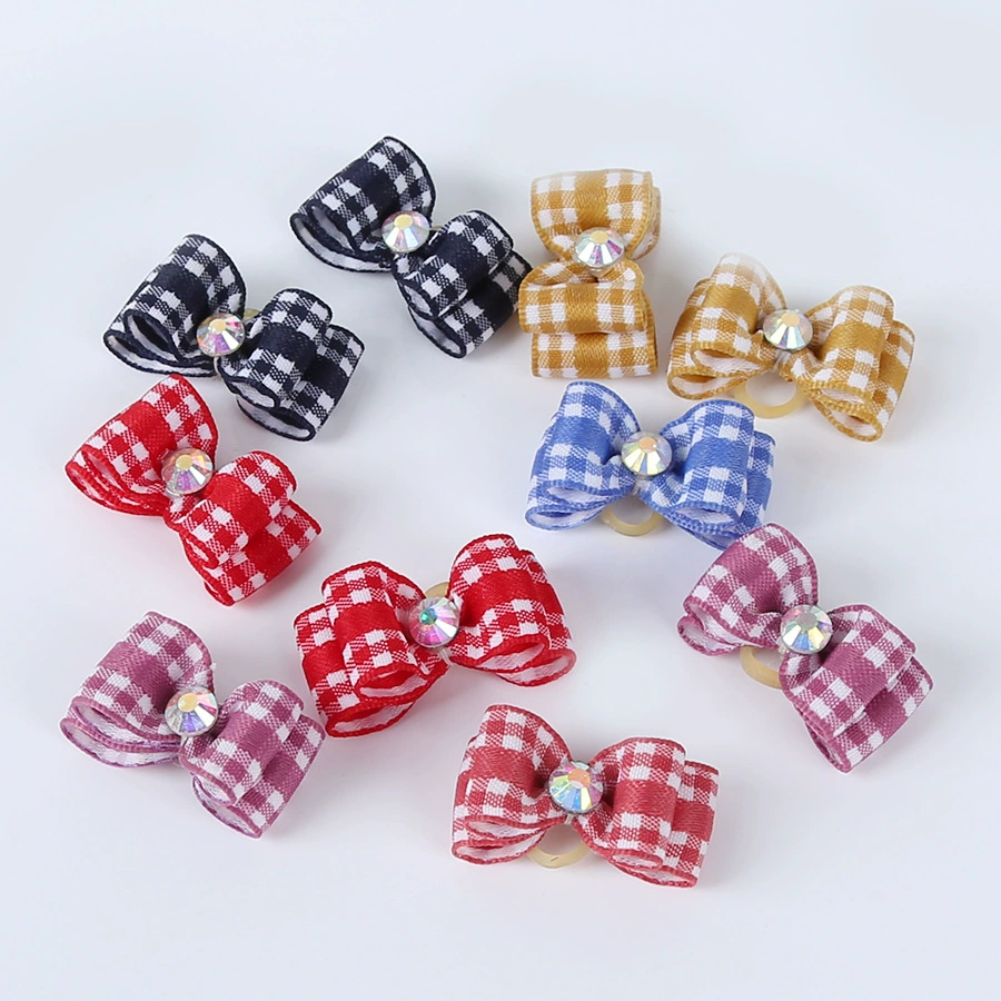 Новая резинка для домашних животных голова цветок плед товары для домашних животных аксессуары для собак ювелирные изделия с бантом резинка